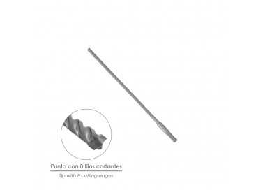Broca Sds Plus 8 Filos Cortantes Especial Para Hormigon Armado Ø 6 x 260 mm. Broca Paredes, Broca Cimientos, Broca Muros