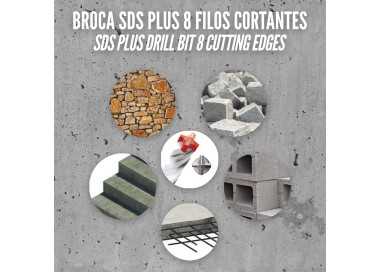 Broca Sds Plus 8 Filos Cortantes Especial Para Hormigon Armado Ø 8 x 450 mm. Broca Paredes, Broca Cimientos, Broca Muros