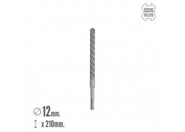 Broca Sds Plus 8 Filos Cortantes Especial Para Hormigon Armado Ø 12 x 210 mm. Broca Paredes, Broca Cimientos, Broca Muros