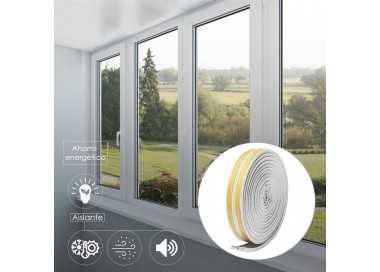 Burlete Caucho Blanco Rollo 6 Metros x 9 mm. Sellador Ventanas y Puertas. Aisla Del Ruido. Para Umbrales de 1 A 3,5 mm.
