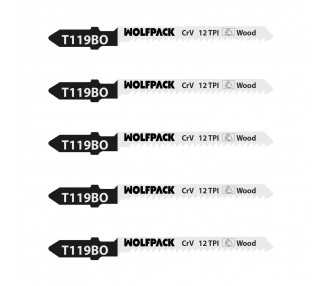 Hojas Sierra Calar Para Madera Corte Fino 5 Piezas. Hoja Cromo Vanadio 58. Vastago T Universal