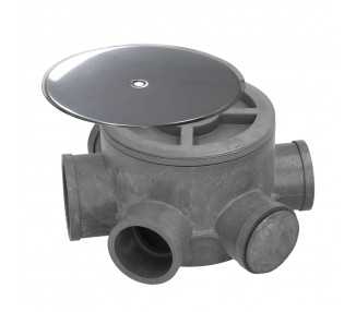Bote Sifónico PVC Tuberias Ø 110 mm. Salidas Ø 50 y 40 mm. Altura 90 mm.