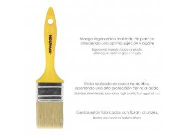 Paletina Profesional Cerda Blanca Ancho 60 mm. Cerdas Naturales Mango Plastico Ergonomico, Brocha Pintor, Pincel Pintura