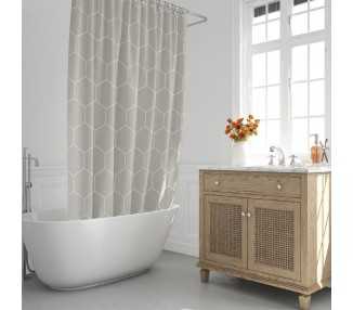 Cortina Ducha Formas Geometricas Beige 180x200 cm. Impermeable