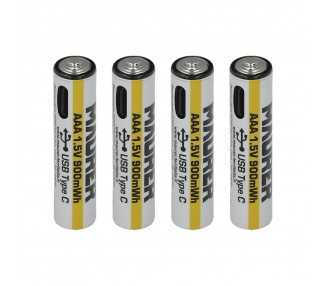 Pila AAA 1,5v Recargable Por Usb-c (4 unidades)