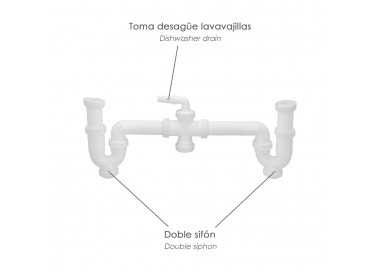 Sifon Doble Con Racor 1 1/2" Salida Ø 40 Mm Extralargo
