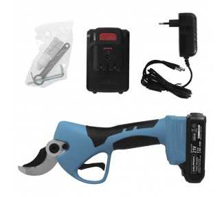 Tijeras Podar A Bateria 21 Volt. Con 2 Baterias 2 A/h Mango Engomado, Ø Corte 40 mm.Con Maletín