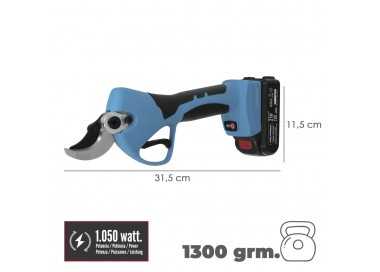 Tijeras Podar A Bateria 21 Volt. Con 2 Baterias 2 A/h Mango Engomado, Ø Corte 40 mm.Con Maletín
