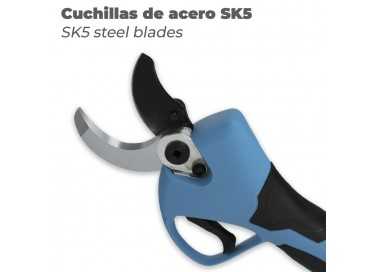 Tijeras Podar A Bateria 21 Volt. Con 2 Baterias 2 A/h Mango Engomado, Ø Corte 40 mm.Con Maletín