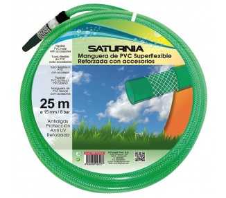 Manguera Latflex Reforzado 15 mm. -  5/8" Rollo 25 Metros Con Accesorios