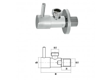 Llave De Escuadra Cerámica 1/2" - 1/2"