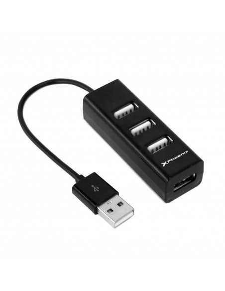 Hub usb portatil phoenix 4 puertos usb 2.0 cable conector usb flexible diseÃ±o compacto