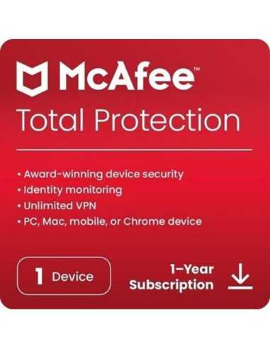 Antivirus mcafee total proteccion 1 dispositivo...