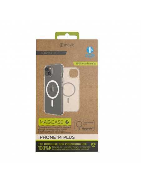 Funda muvit recycletek magsafe para apple iphone 14 plus transparente