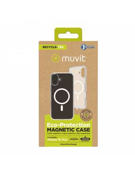 Funda muvit recycletek magsafe para apple iphone 16 plus transparente