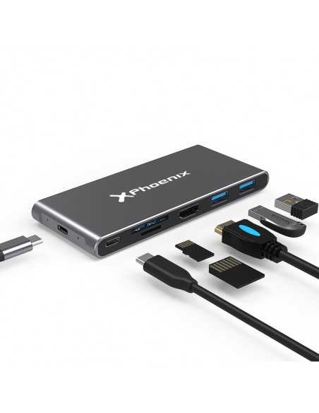 Docking caja externa phoenix para disco m.2 con hub usb tipo c 6 en 1