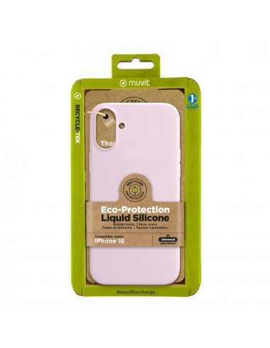 Funda muvit recycletek liquid silicone para apple iphone 16 rosa