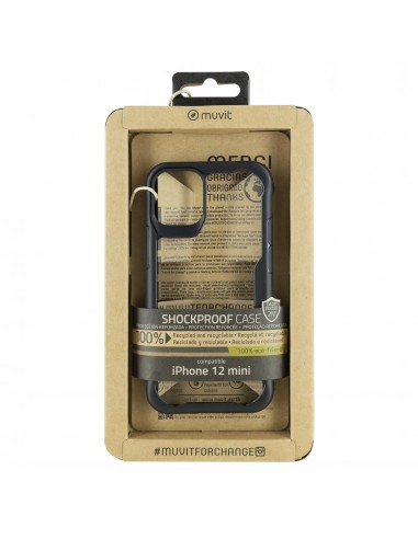 Funda muvit shockproof 2m para apple iphone 12 mini transparente - negra