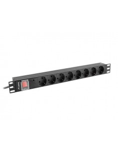 Regleta lanberg 1u 16a rack 19 8x schuko negro 2m