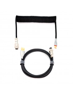 Phoenix kioru cable aviador en espiral con conector tipo c para teclados gaming negro