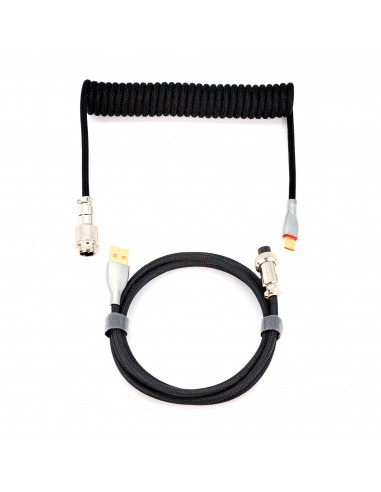 Phoenix kioru cable aviador en espiral con conector tipo c para teclados gaming negro