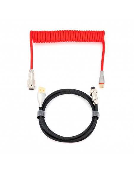 Phoenix kioru cable aviador en espiral con conector tipo c para teclados gaming negro y rojo