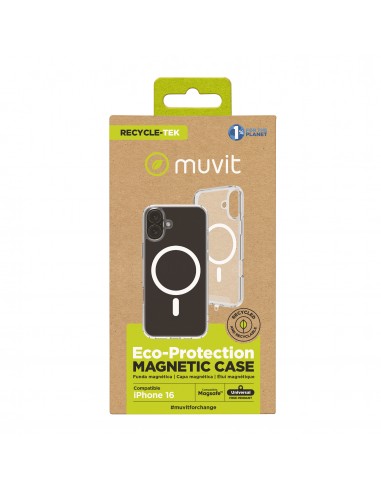 Funda muvit recycletek magsafe para apple iphone 16 transparente