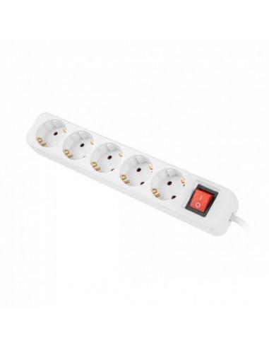 Regleta lanberg 5 tomas schuko con protecion blanca 3m