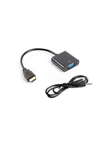 Adaptador lanberg hdmi macho - vga hembra + minijack 3.5mm hembra 20cm