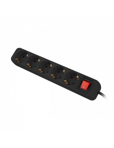 Regleta lanberg 5 tomas schuko con protecion negra 1.5m