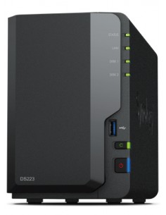 Servidor nas synology disk station ds223 2bay 1.7 ghz qc 2gb ddr 4 1 x gbe 3x usb 3.2