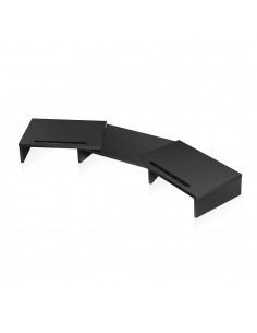 Soporte elevador 3 monitores portatil phoenix madera 2 alturas organizador de cables color negro