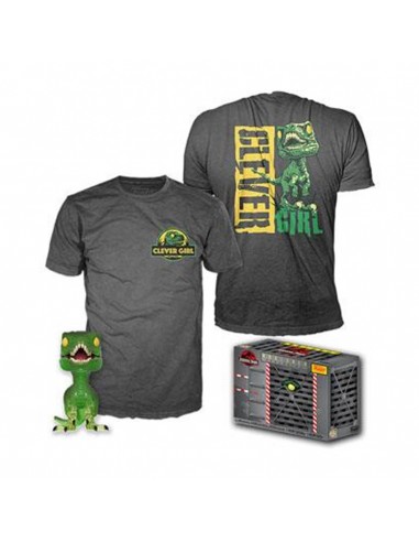 Pop & tee jurassic park clever raptor funko + camiseta talla l