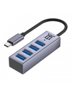 Hub usb tipo c maillon premium 4 x usb 3.2 plata