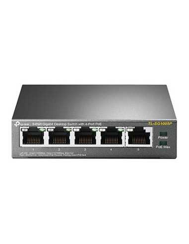 Switch 5 puertos 10 - 100 - 1000 4 ptos poe 56w tp - link