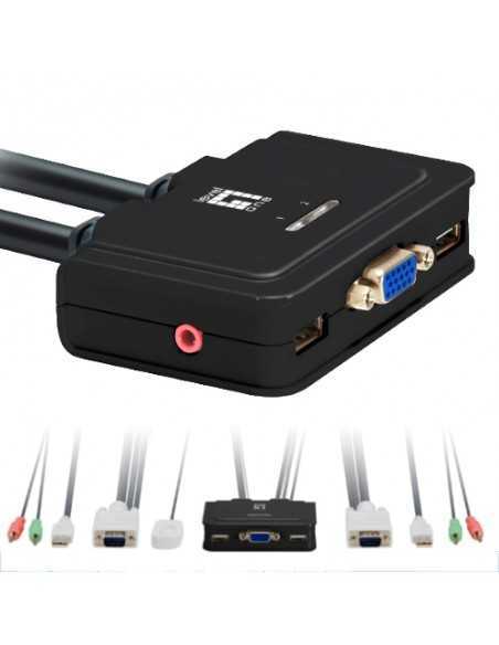 Conmutador kvm leven one kvm - 0223 vga usb para 2 cpu