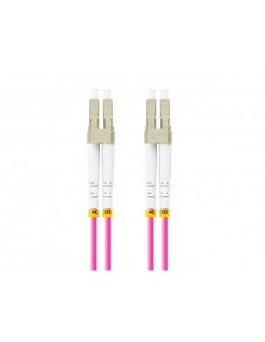 Latiguillo fibra optica lc - upc lanberg 5m multi duplex om4 50 - 125 lszh violeta