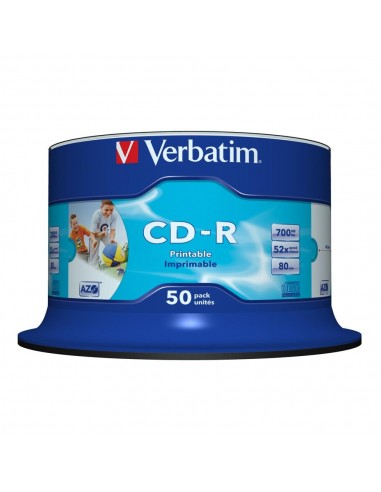 Verbatim cd - r 700mb 52x tarrina 50 unidades imprimible inkjet super azo