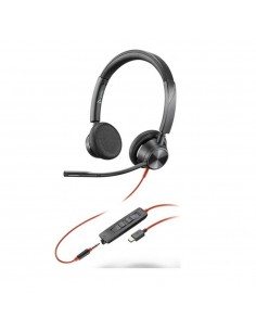 Auriculares poly estÃ©reo blackwire 3325 con certificación microsoft teams usb - c + conector de 3 -5 mm + adaptador usb - c - a