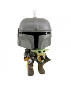 Adorno de navidad funko star wars mandaloriano & grogu figura de resina