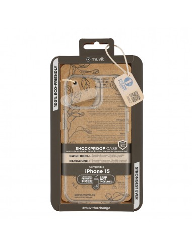 Funda muvit shockproof 2m para apple iphone 15 transparente
