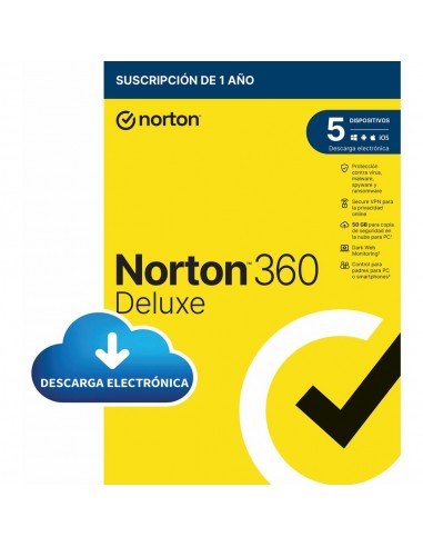 Antivirus norton 360 deluxe 50gb espaÃ±ol 1 usuario 5 dispositivos 1 aÃ±o esd electronica drmkey gum