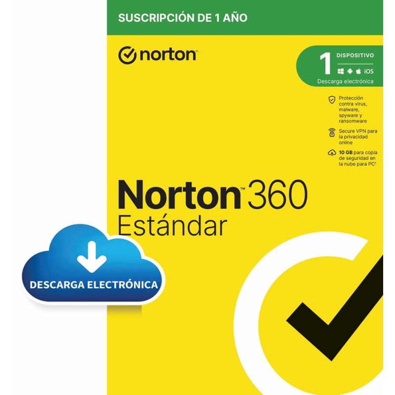 Antivirus norton 360 standard 10gb espaÃ±ol 1 usuario 1 dispositivo 1 aÃ±o esd electronica drmkey gum
