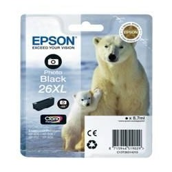 Cartucho tinta epson t263140 photo negro xl xp - 600 - 605 - 700 - 800 - oso polar