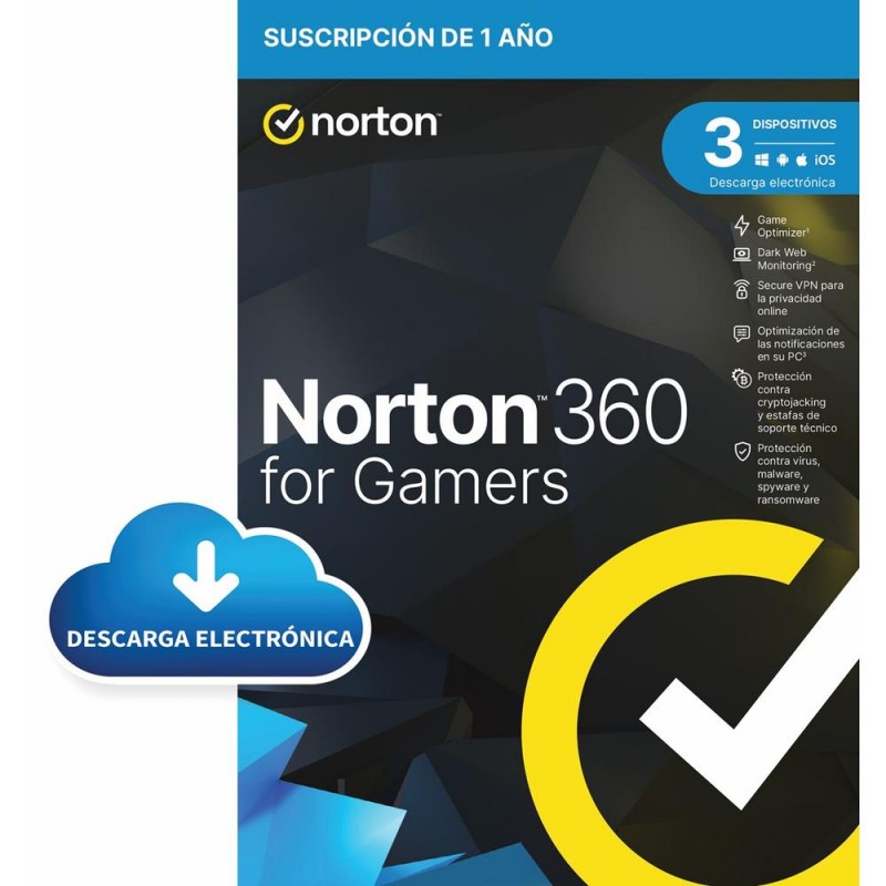 Antivirus norton 360 for gamers 50gb espaÃ±ol 1 usuario 3 dispositivos 1 aÃ±o esd electronica drmkey