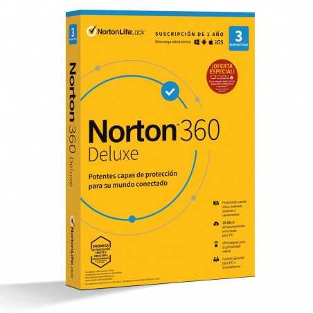 Antivirus norton deluxe 25gb espaÃ±ol 1 usuario 3 dispositivos 1 aÃ±o en caja rsp mm gum