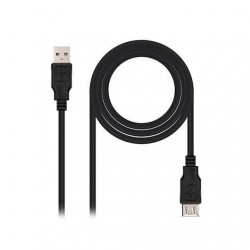 Cable alargador usb nanocable tipo a 2.0 a usb tipo a 2.0 1m - macho - hembra - negro