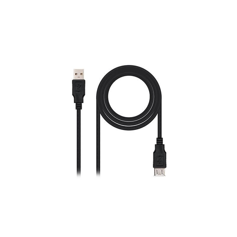 Cable alargador usb nanocable tipo a 2.0 a usb tipo a 2.0 1m - macho - hembra - negro