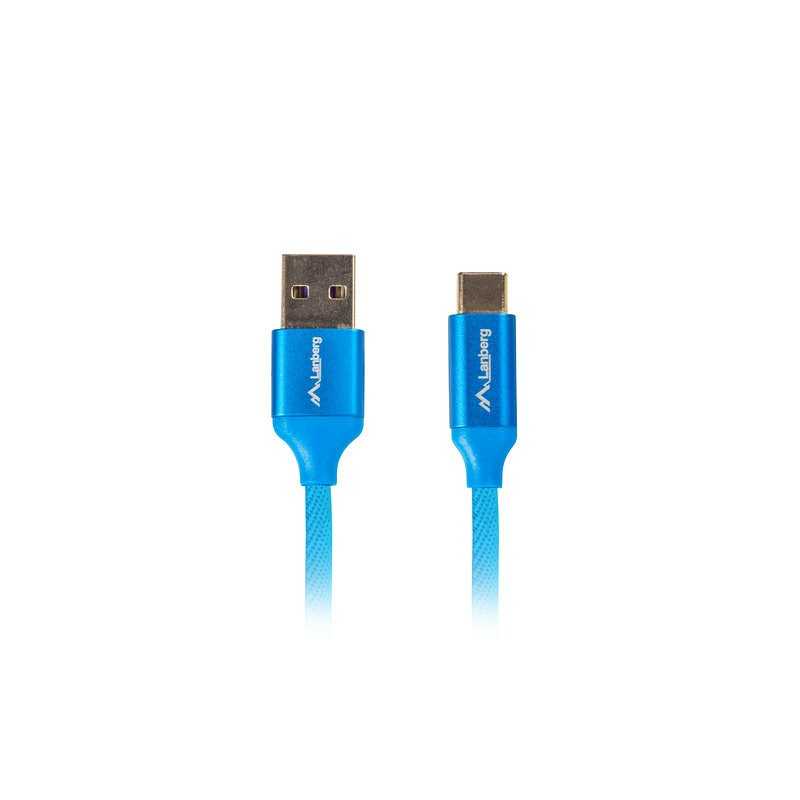 Cable usb lanberg 2.0 macho - usb tipo c macho quick charge 3.0 0.5m azul