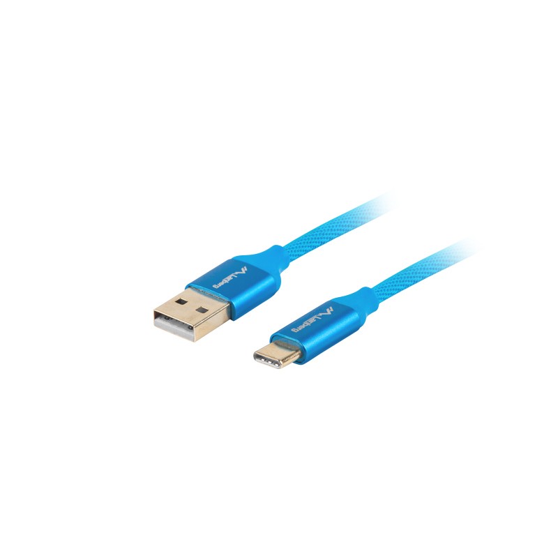 Cable usb lanberg 2.0 macho - usb tipo c macho quick charge 3.0 1m azul